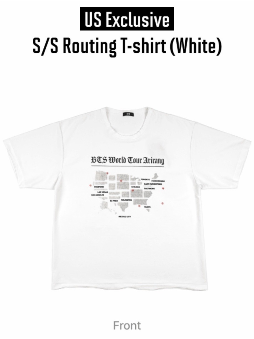 BTS US Exclusive Routing Map T-shirt (White) Size XL